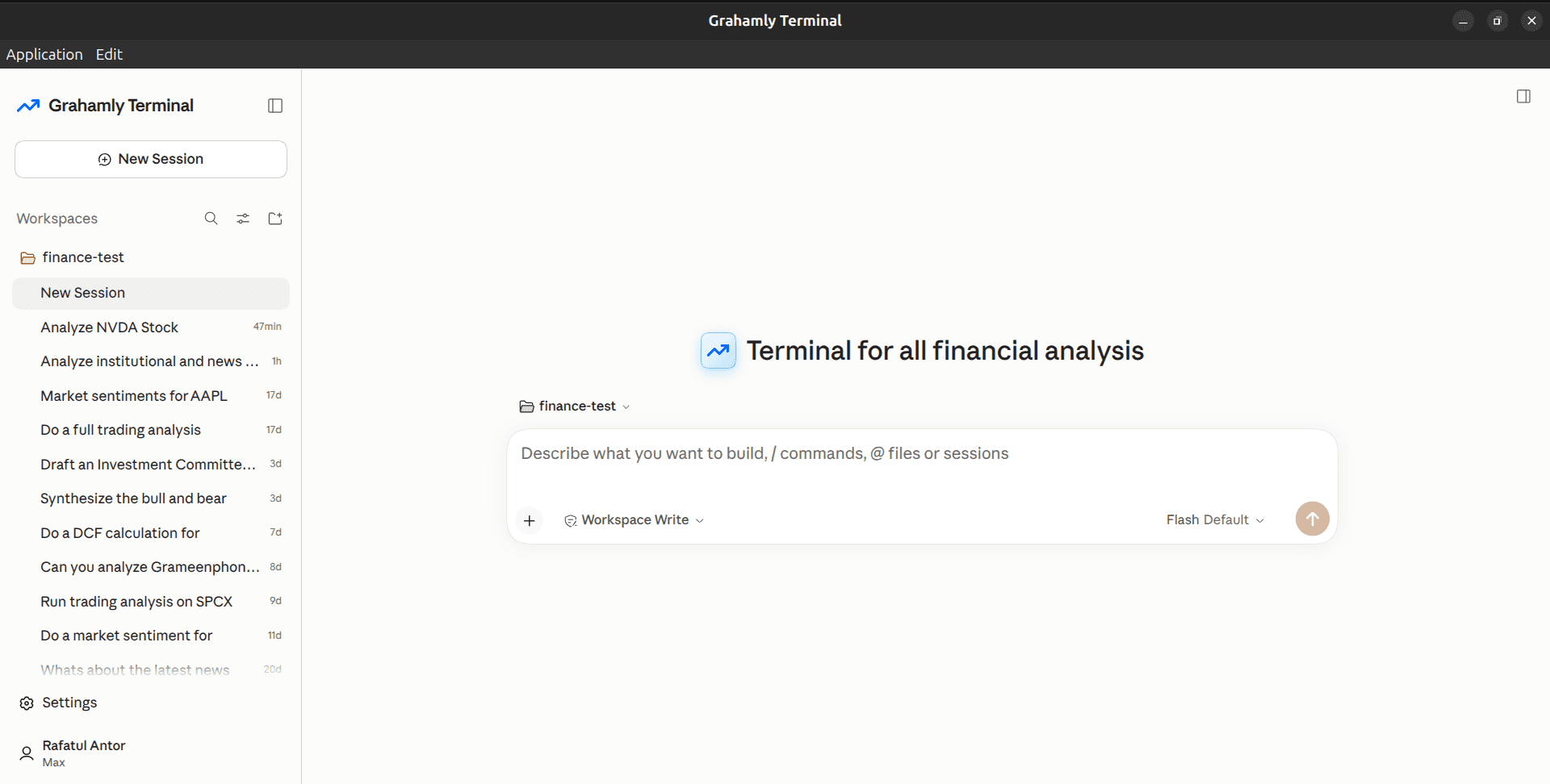 Grahamly performing custom financial analysis across any workflow